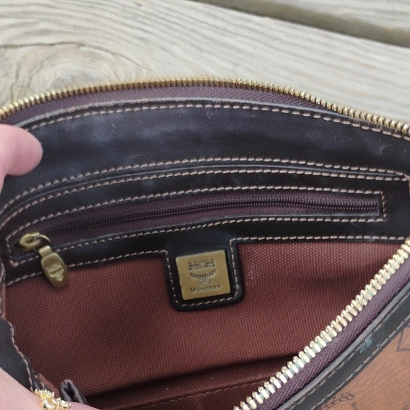 MCM Tan and Black Logo Shoulder Bag - Picture 10 of 12